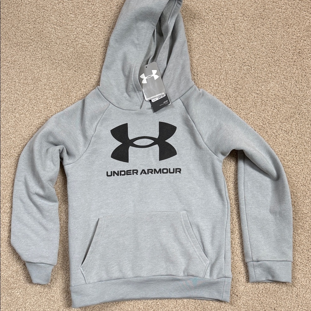 Under Armour Kids Cold-Gear Hoodie in Gray with Black Logo
